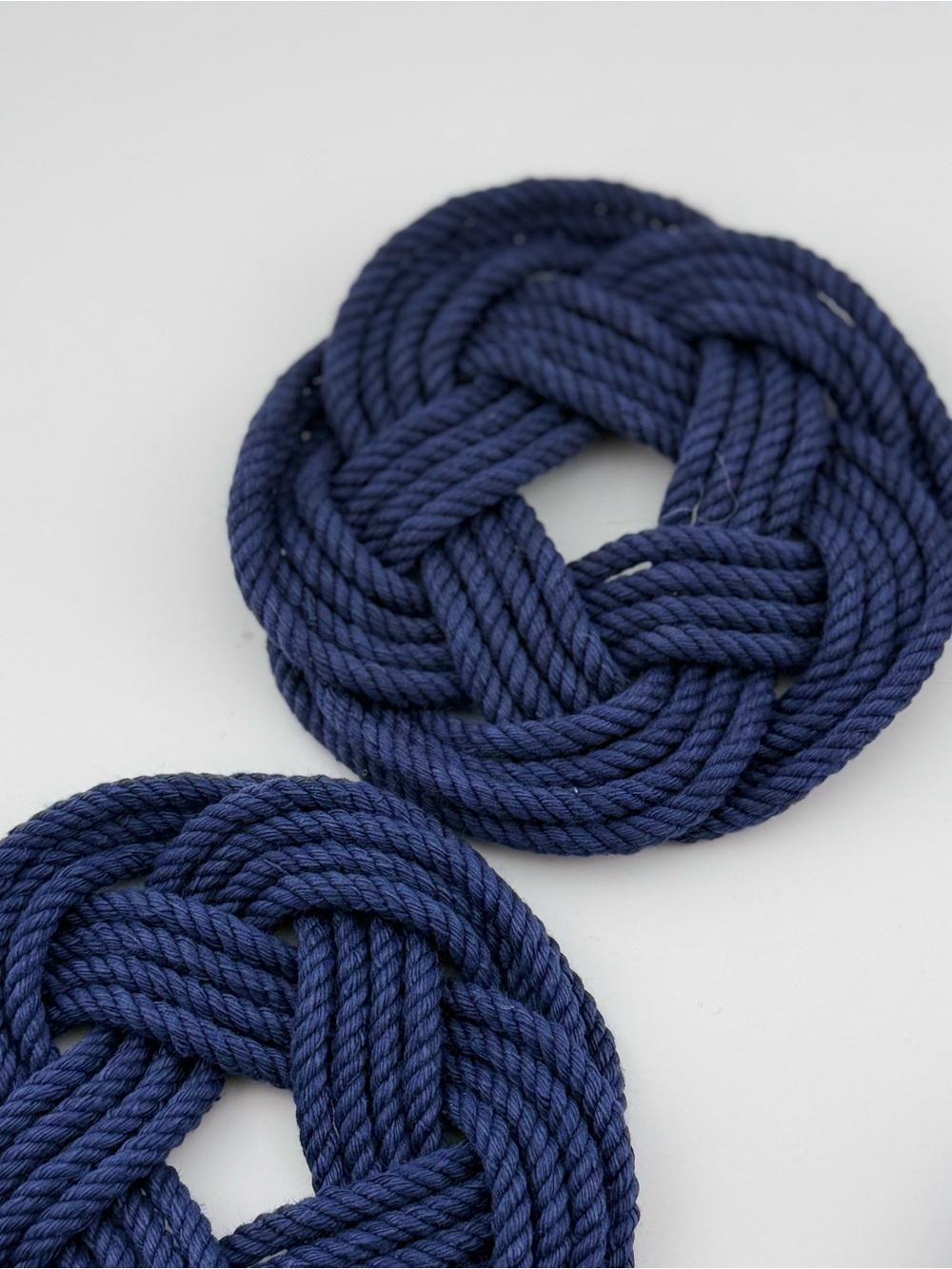 Navy Nautical Sailor Knot Turks Coasters, Set of 4. Handmade Pre-owned
